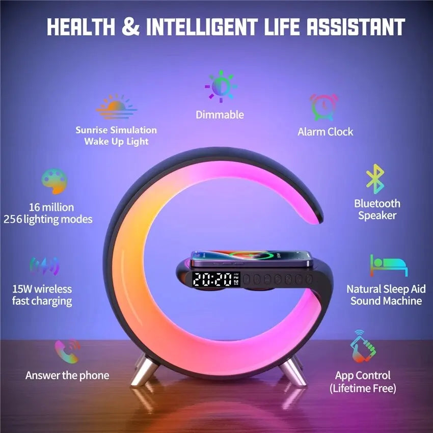 Aurora Station: Wireless Charger with RGB Lights and Alarm System